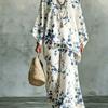 Coded women's casual floral print dolman sleeves irregular hem shirt and wide leg pants