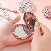 Rose Folding Round Handheld Makeup Mirror - Portable Single-Sided Vanity Mirror
