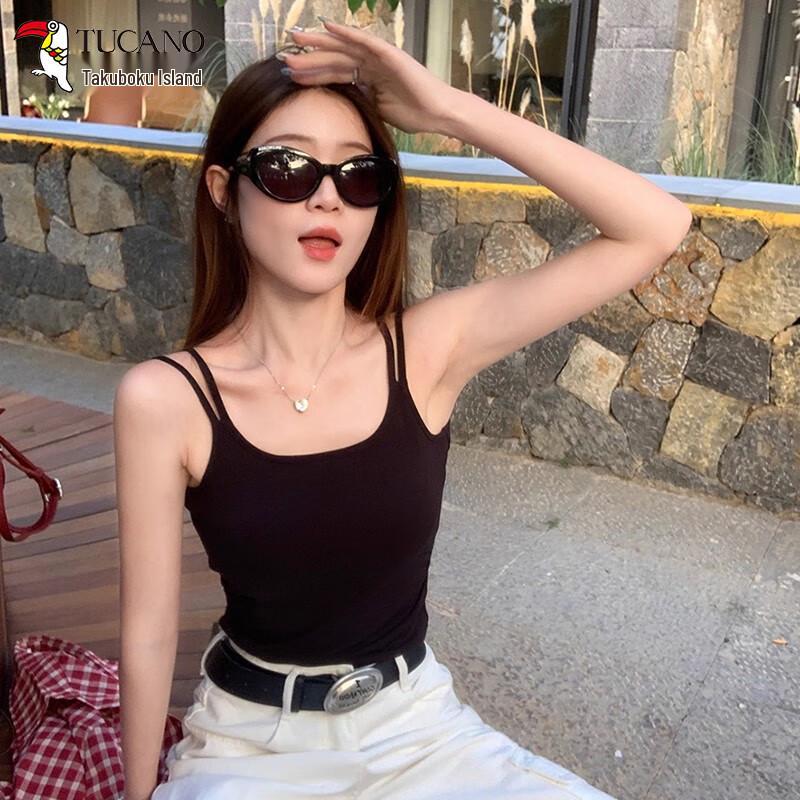 Women's Summer Padded Pleated Crop Camisole