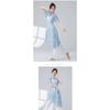 Classical Dance Women Split Hem Long Gauze Mesh Shirt Cheongsam Neck Hanfu Performance Sheer Flowy Blouse Training Dancewear