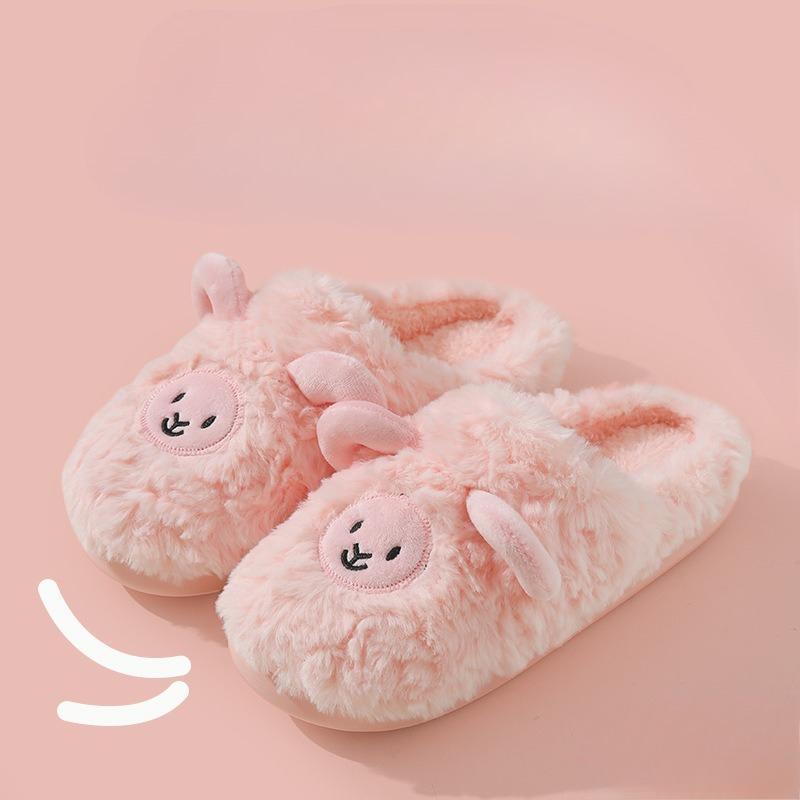 

Милые хлопковые туфли, плюшевые хлопковые тапочки на мягкой подошве для домашнего использования в помещении Fits 35-36 розовый