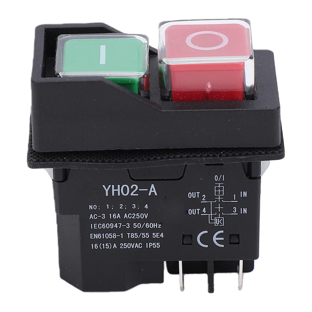 Electromagnetic Push Button Switch 16A 4 Pin Water Proof Emergency Stop Push Button Switch for Electrical Panel Power