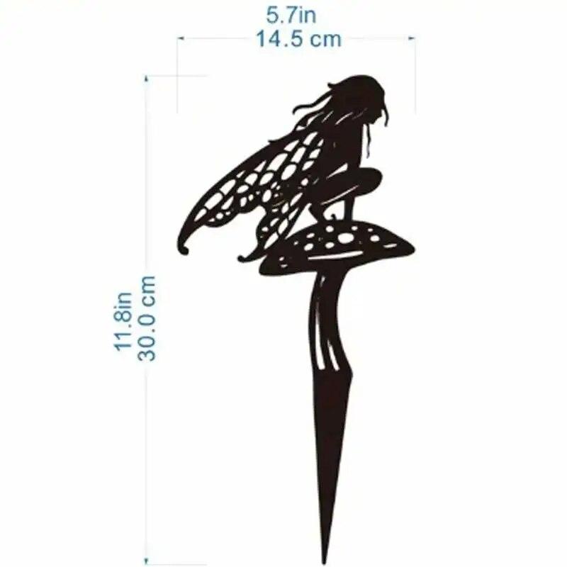 Flower Fairy Patio Sculpture Outdoor Garden Metal Iron Lawn Insert Metal Crafts Outdoor Garden Decoration