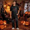 Men's Short Sleeve Pajama Set with Button Crotch and Elastic Drawstring Waist Sleepwear