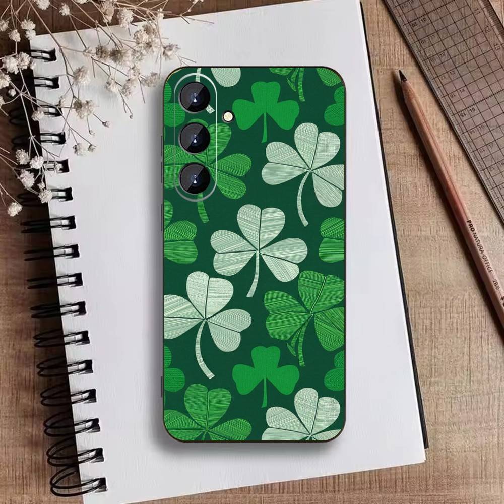 

Lucky-Four-leaf clover Phone Case For Samsung Galaxy A73,A21s,A22,A31,A52,A53,A71,A41Soft Black Shell Samsung a11