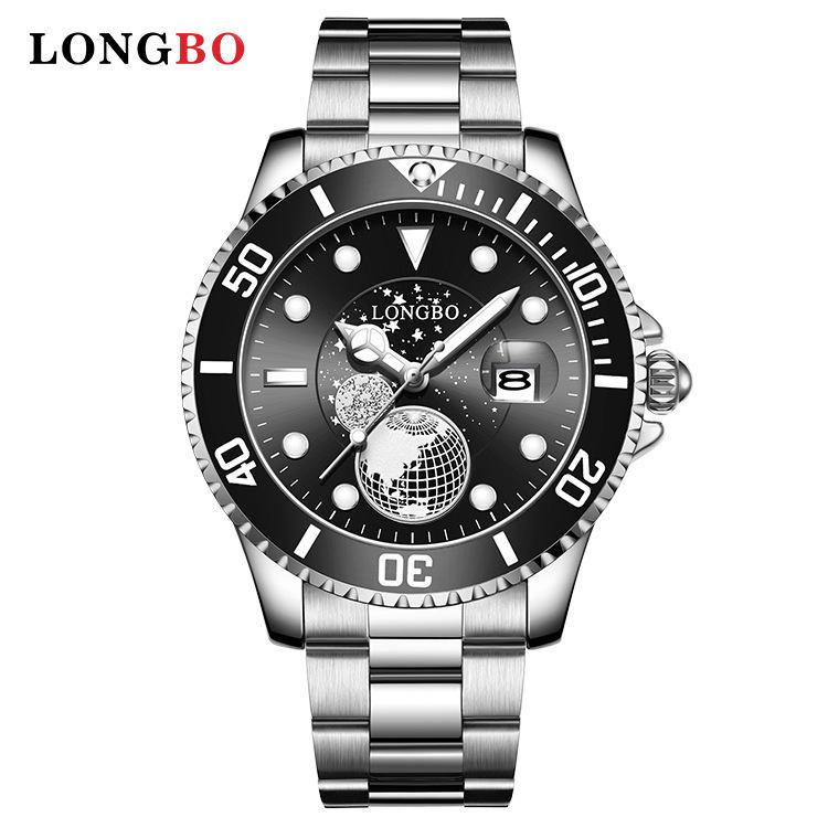 Longbo Men s Waterproof Luminous Steel Band Business Casual Watch