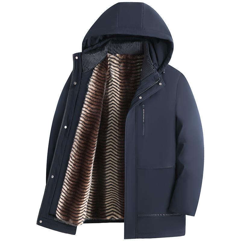 

Мужская одежда с хлопковой подкладкой может быть удалена из норковой бархатной подкладки. Хлопковая одежда из зимнего бархата, которая позволяет носить одно платье и две одежды. 5XL темно-синий