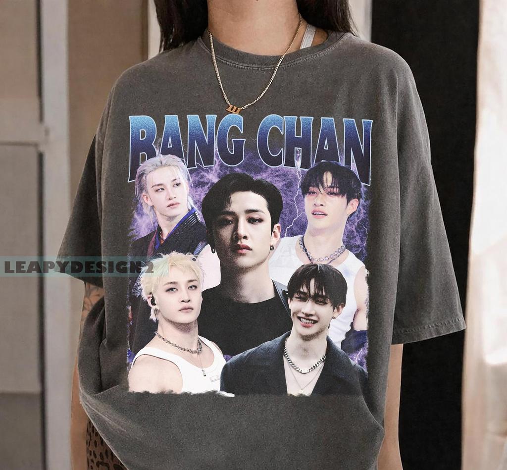 T-shirt Grafica di Bang Chan degli Stray Kids, Maglietta Kpop Stile Anni '90 degli Stray Kids, Merch Idolo Retrò