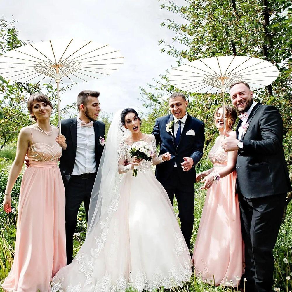 1Pcs Dia 60/84cm Paper Umbrella Long-handle Photography Prop  for Anniversary Wedding Party