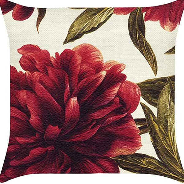 Retro American Plant Floral Print Linen Pillow Case Living Room Sofa Car Pillow Cushion