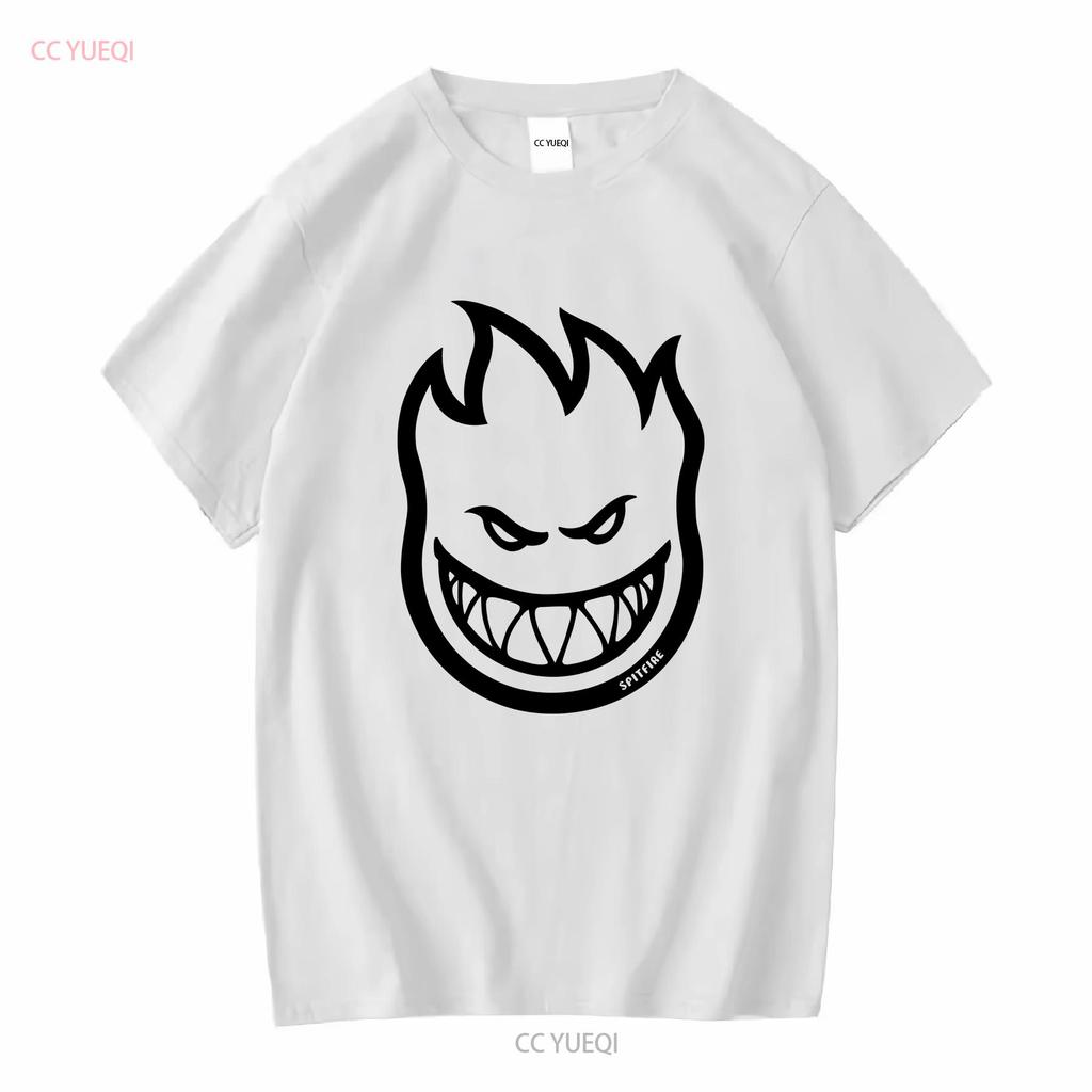 Spitfire Wheels BIGHEAD LOGO Skateboard T Shirt CHARCOAL BLACK Vintage Washed Fashion Graphic Versatile Comfortable Casual
