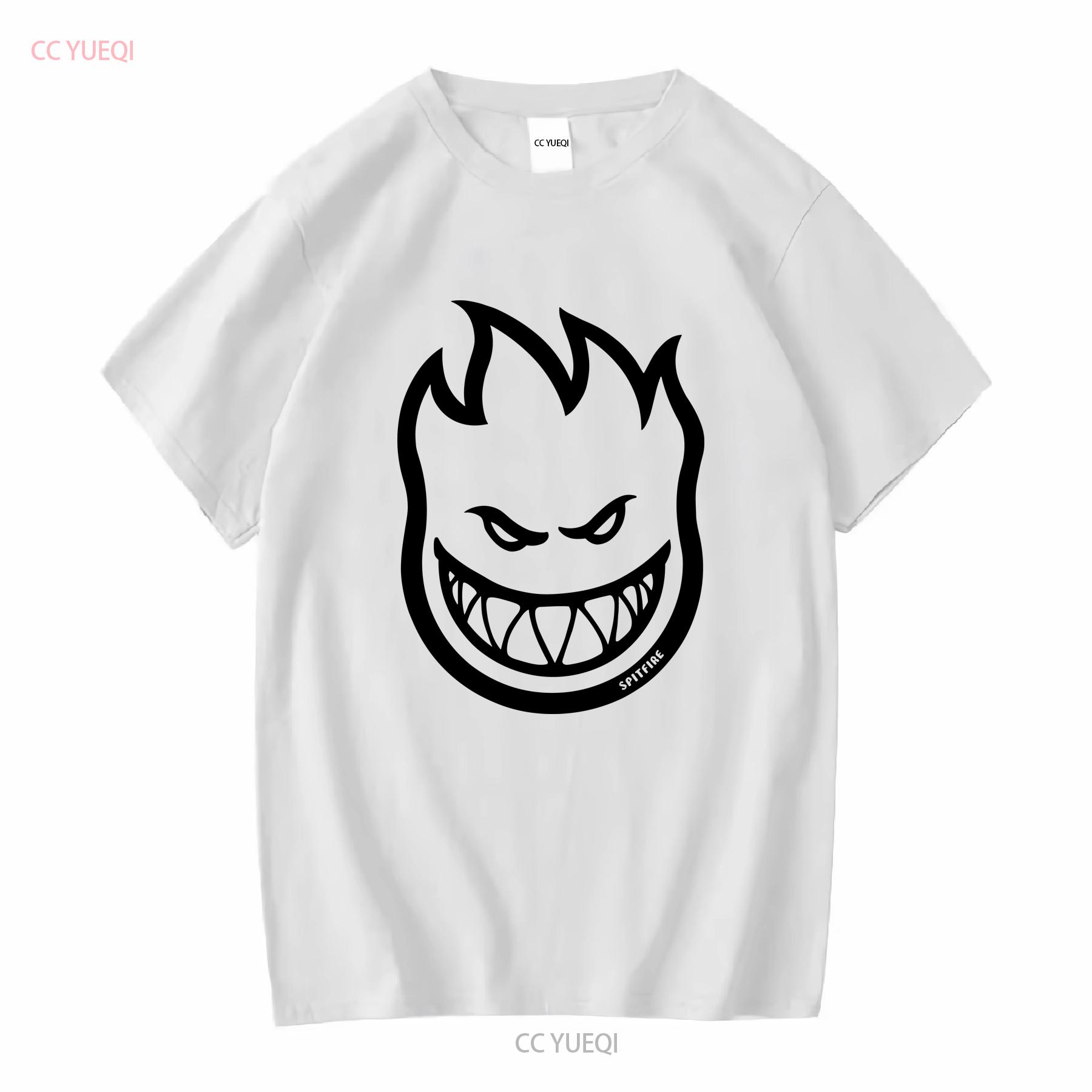 GUOYAN TOP Spitfire Wheels BIGHEAD LOGO Skateboard T-shirt CHARCOAL ZWART vintage Gewassen mode grafisch Veelzijdig Comfortabel Casual M