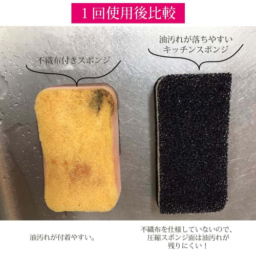 Plus One Sponge, Kitchen Sponge for Easy Oil Removal, 5-Pack (1 Sponge Per Sponge), Approx. 6.2 X 12.1 X 3cm (2.5 X 5.7 X 1.2 Inches), Made In Japan,