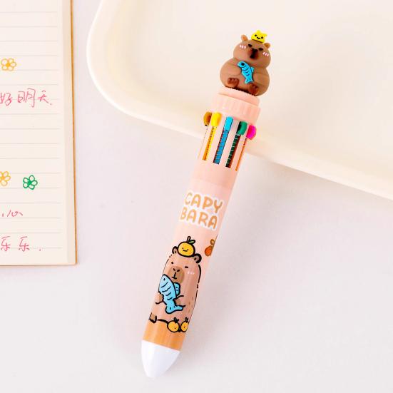Multicolor 10-in-1 Ballpoint Pen Cute Capybara Ballpoint Pen Push-Type Writing Pen