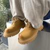Men's shoes low-top thick-soled rhubarb boots 2025 autumn new big-headed leather shoes trendy versatile derby shoes 66325-J