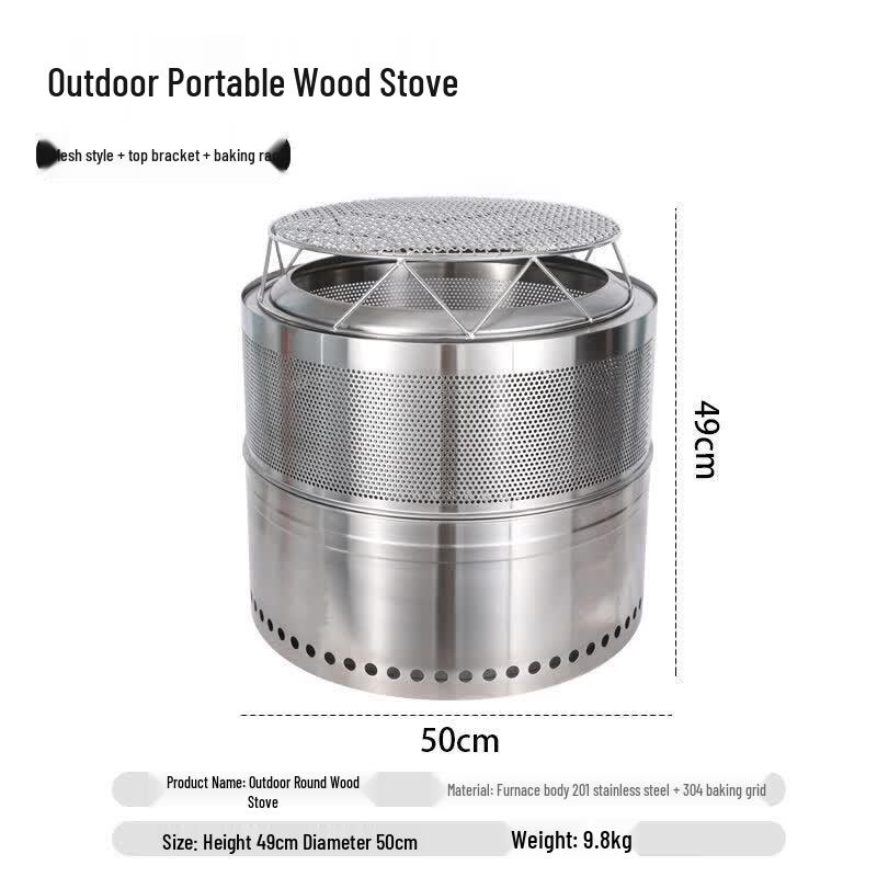 JPHZNB Stainless Steel Outdoor Wood Burning Stove