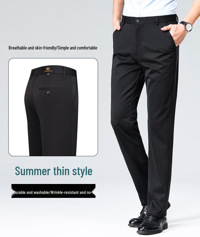 Men's Versatile Stretch Straight-Leg Casual Pants for Spring/Summer - Dad Style