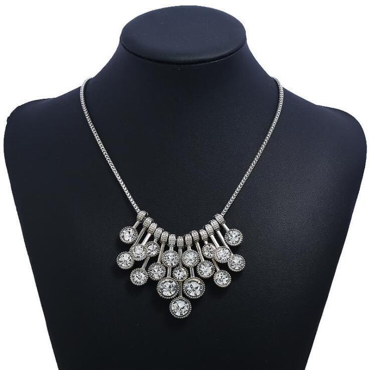 Elegant Black White Multilayer Round Crystal Necklace For Women
