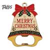 Christmas Souvenir for Friends Bell Bottle Opener, Heavy Duty Beer Cap Remover, Magnetic Stocking Stuffer Gift Refrigerator Magnet, Metal Opener