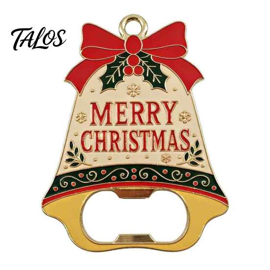Christmas Souvenir for Friends Bell Bottle Opener, Heavy Duty Beer Cap Remover, Magnetic Stocking Stuffer Gift Refrigerator Magnet, Metal Opener
