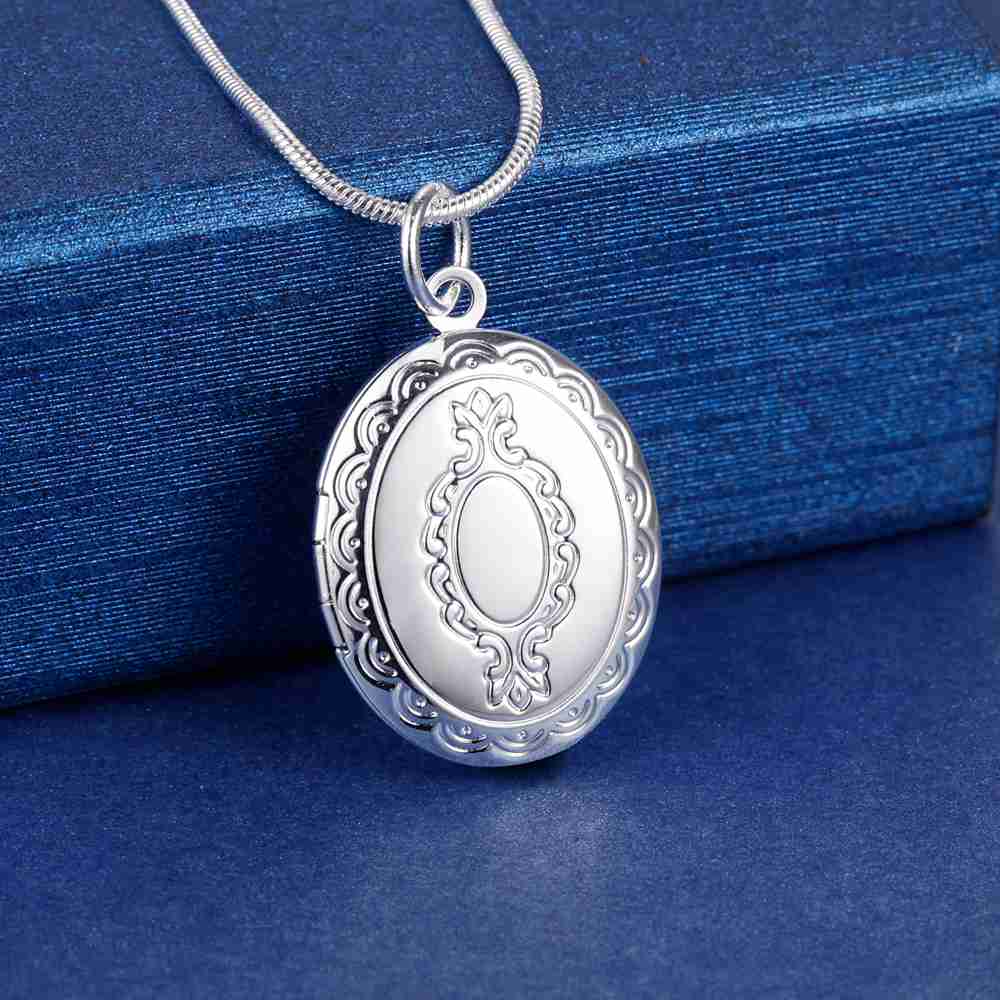 New 925 Sterling Silver Necklace Photo Frame Can Open Pendant for Women Fashion Noble Wedding Jewelry Party Gifts Snake Chain