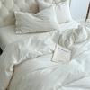 White Minimalist Comforter Cover Set Twin Queen Size, 4PC Bedding, Hotel Luxury, Extra Soft Flat Sheets/Fitted Sheet Pillowcases