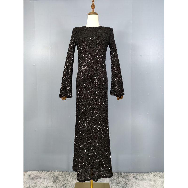 

Экспорт Однотонное GA Домашнее Пайетки Блестящее Сценическое Вечеринка Длинные Рукава Осень и Зима Новое Поступление Сексуальное Банкетное Открытая Спина Завязывающееся Платье Black L