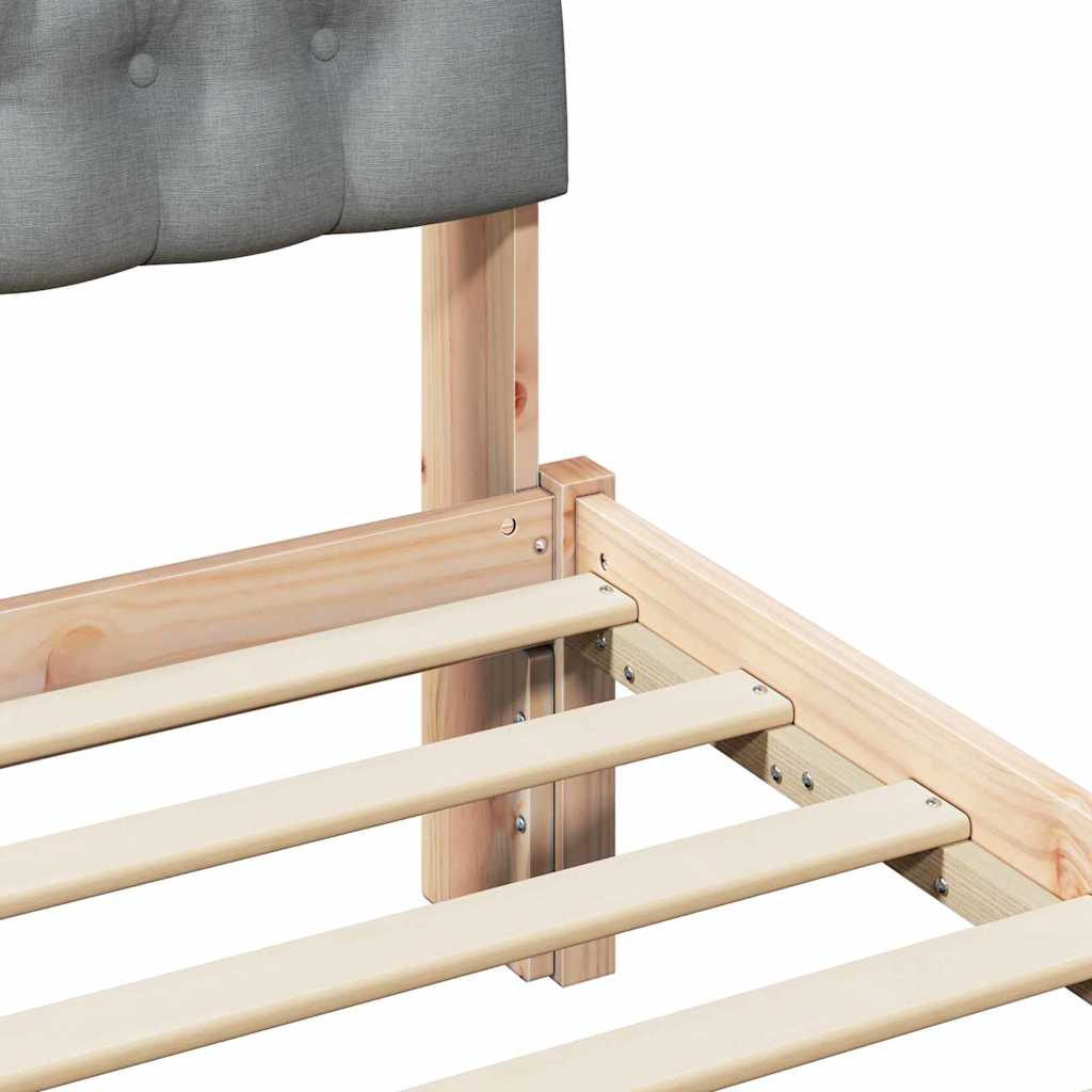 Bed Frame with Padded Headboard Brown 75 x 190 cm