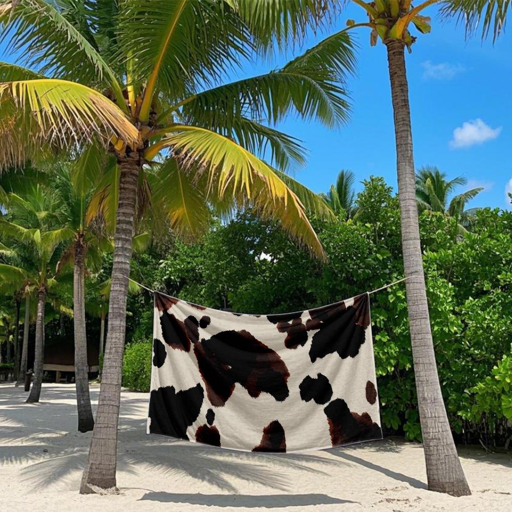 Creme Kuhmuster Schnelltrocknendes Badetuch Mikrofaser Strandtuch - leicht Gewicht Schwimmen Camping Yoga Strand Aus