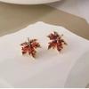 Fashion Red Maple Leaf Earrings For Women Metal Jewelry Gift Earrings