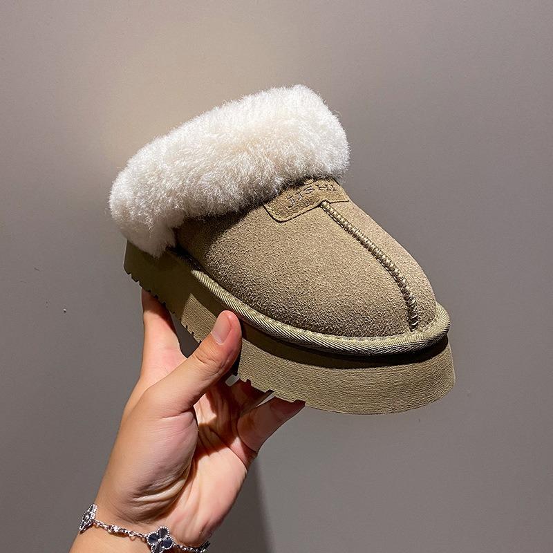 Thick-soled Bag Head, Hairy Half Slippers, Snow Boots, and Women's New Winter Heightening Warm Home Cotton Slippers