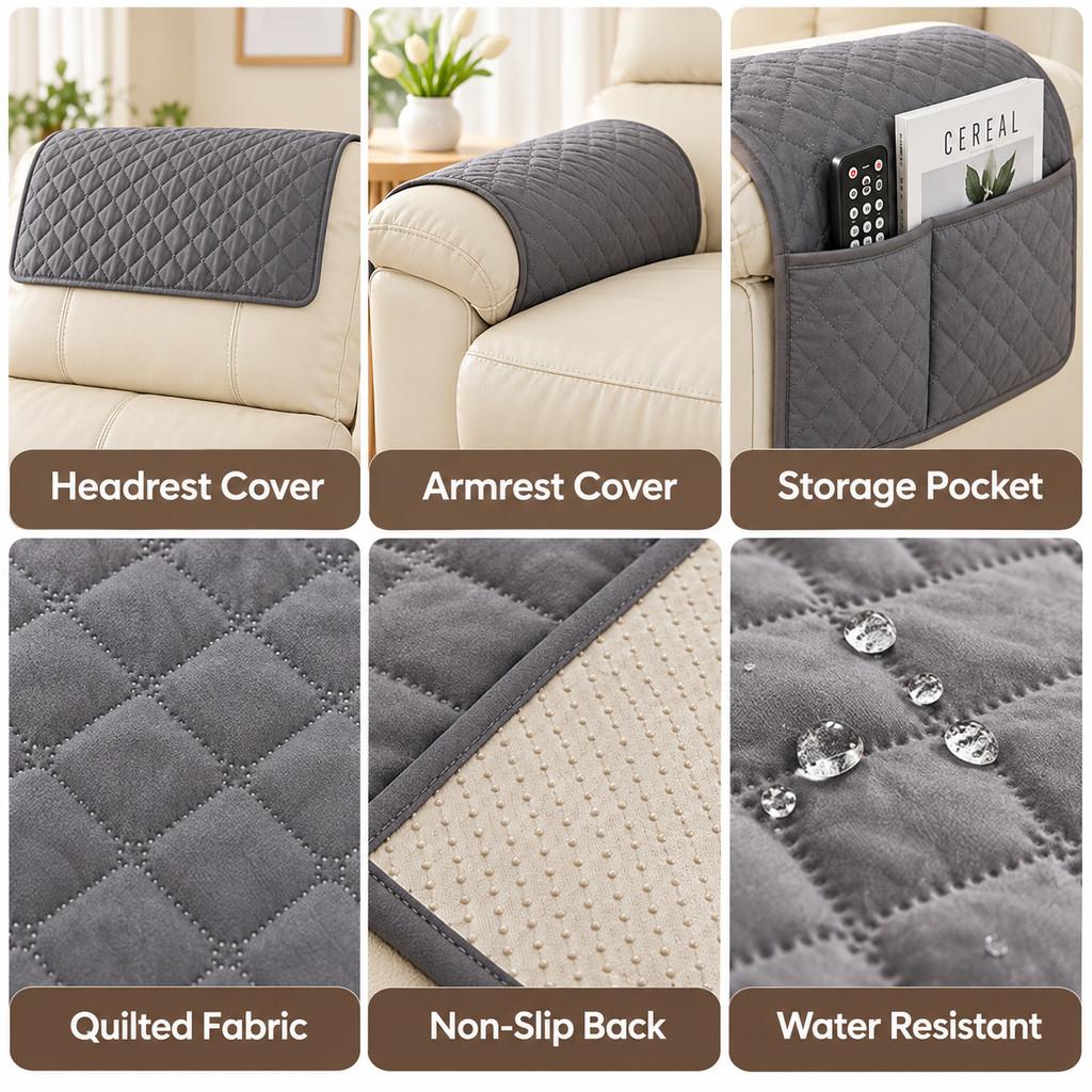 Waterproof Non-slip Recliner Chair Slipcover Simple Solid Color Armchair Armrest Towel Durable Single Sofas Combination Cushion