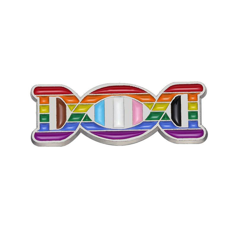 Cartoon Dna Creative Helix Metal Badge Colorful Genetic Chain Brooch For Accessories Fashion