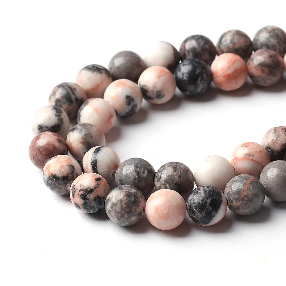 Pink Zebra Jasper Natural Stone Round Beads 15"Strand Smooth Loose Spacer Beads 4/6/8/10/12mm for Jewelry Making DIY Bracelets Charms Accessories