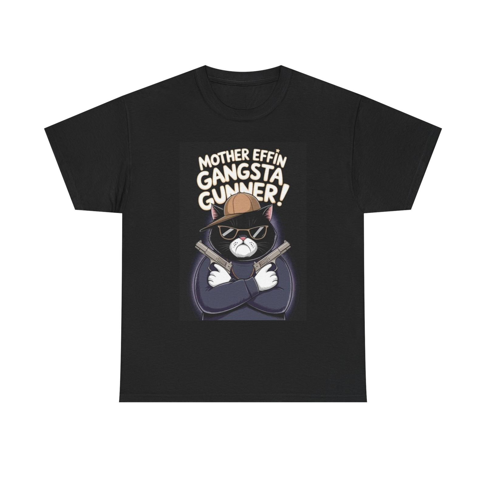 Gangsta Kitty Funny Graphic T Shirt Unisex Heavy Cotton Tee S