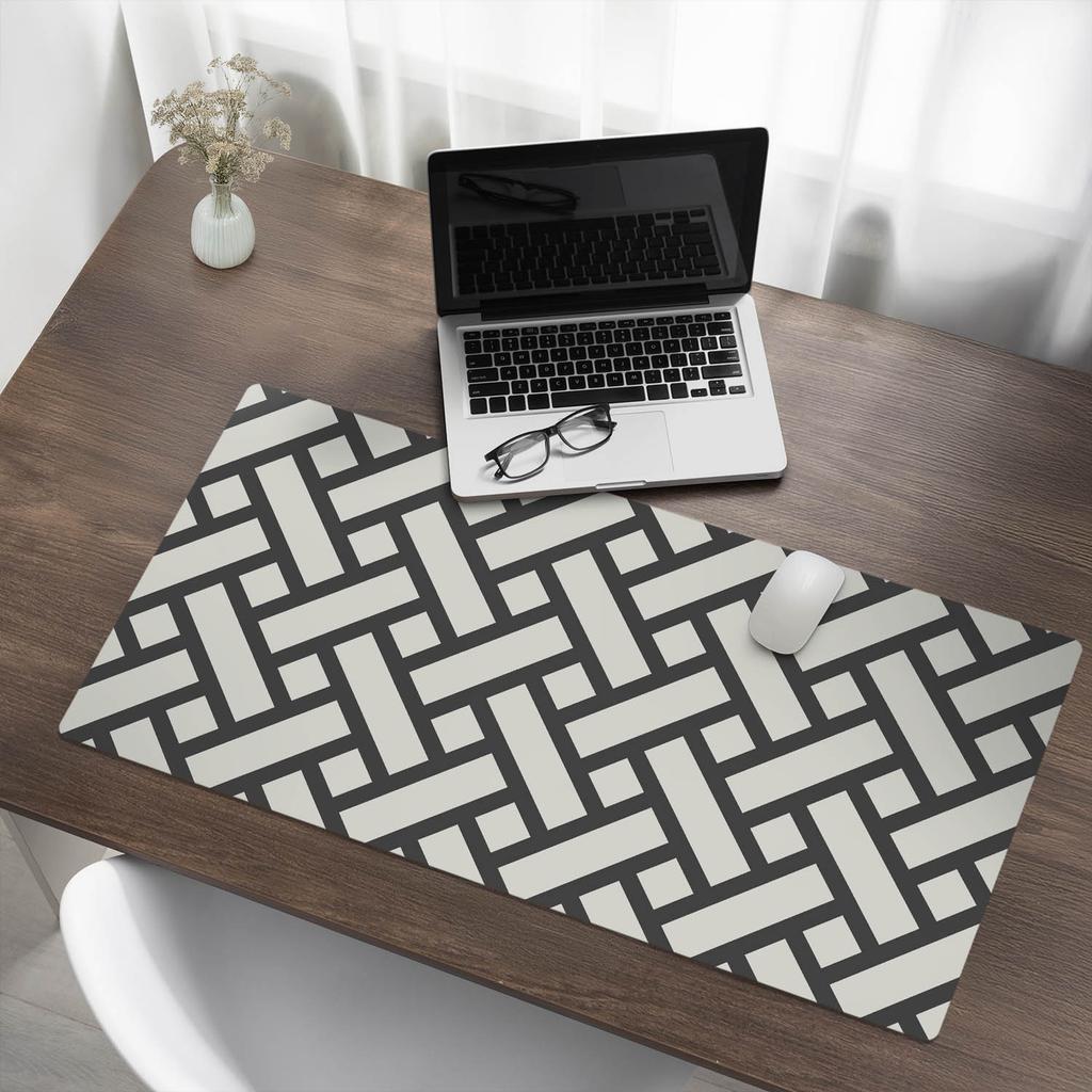 Modern Desk Mat for Remote Work, Geometric Weave, 100x50 cm