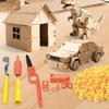 DIY Handmade Products Kit 150PCS with Safe Cutter Tool Box STEM Learning Creative Building Playhouse for Kids Wood Craft