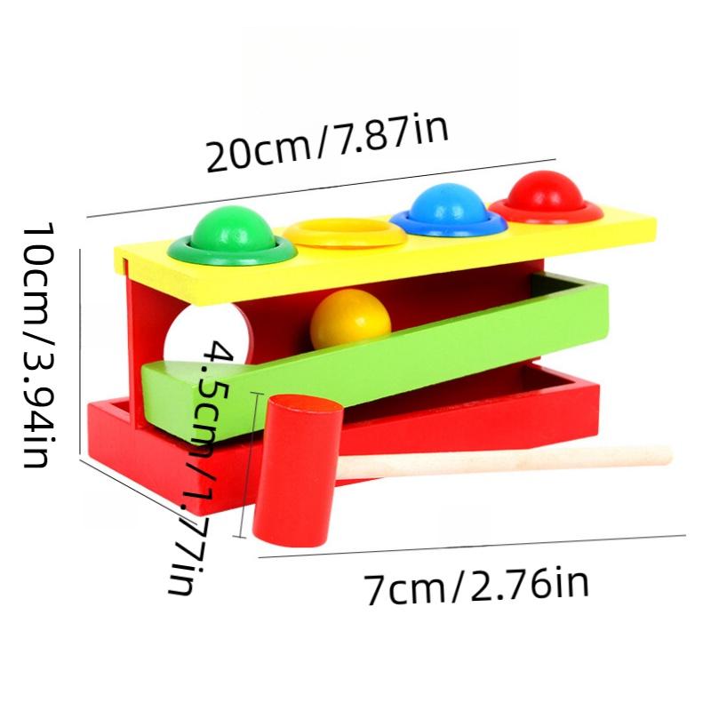 Wooden Toddler Color Matching Hammering Toy Interactive Ball Game For 1-2-3 Year Olds