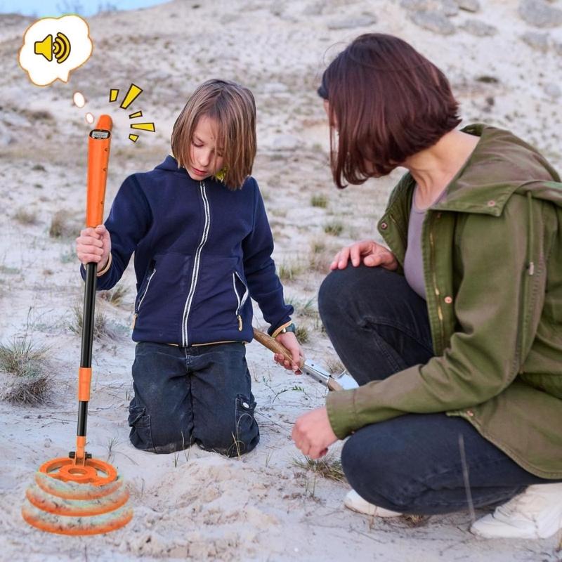 Outdoors Metal Detectors for Kids Ages 5 12 Lightweight ABS Construction LCD Visual Feedback Adjustable 27.5 37.8Inch Poles