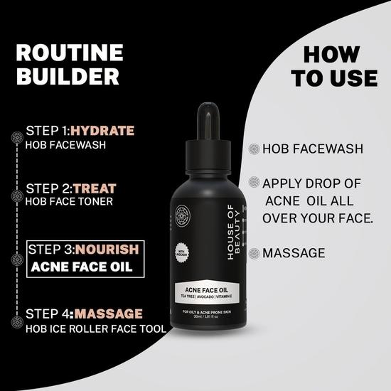 House Of Beauty Acne Oil W/T Tea Tree, Avocado & Vit-E For Drying Pimpled & Oily Skin (30ml)