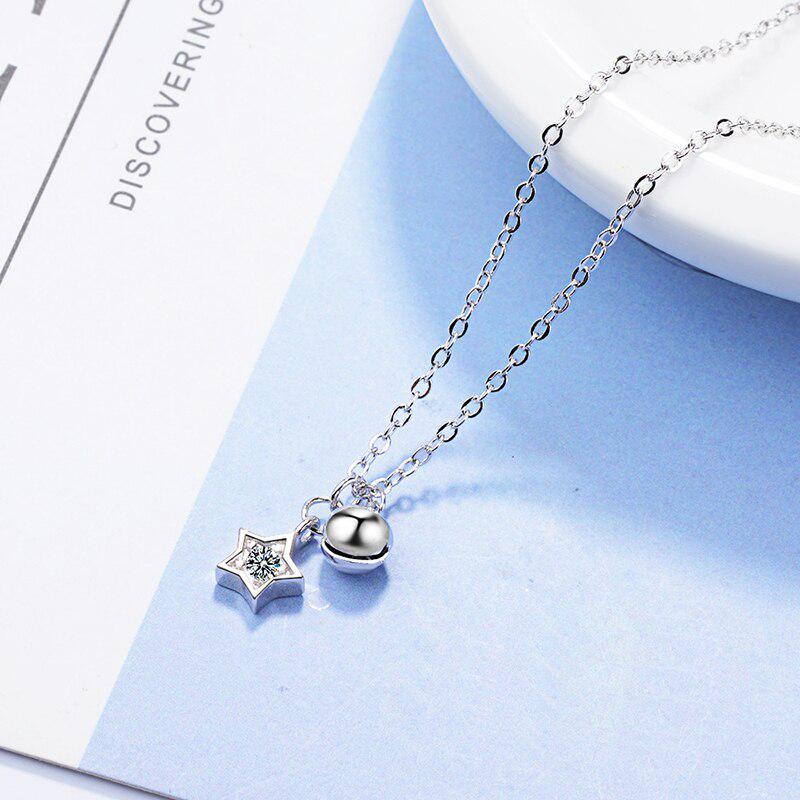 Small Bell Silver Pendant Necklace 