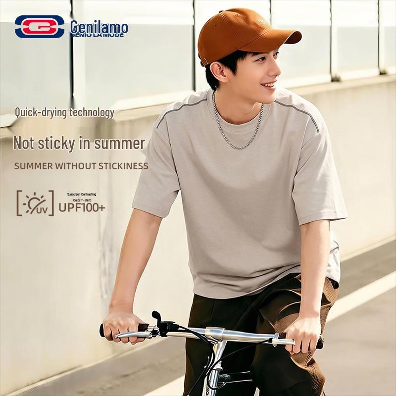 GENIOLAMODE Men s Casual Quick-Dry Short Sleeve T-Shirt M