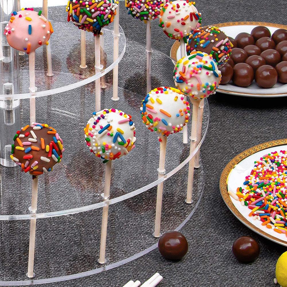 3Tier Clear Acrylic Cake Display Stand with 30 Hole Slots for Lollipops Designed for Event Planners and Home Entertainers