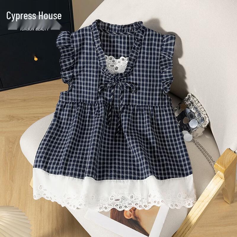 

Женский клетчатый жилет с V-образным вырезом, имитация двойки One Size