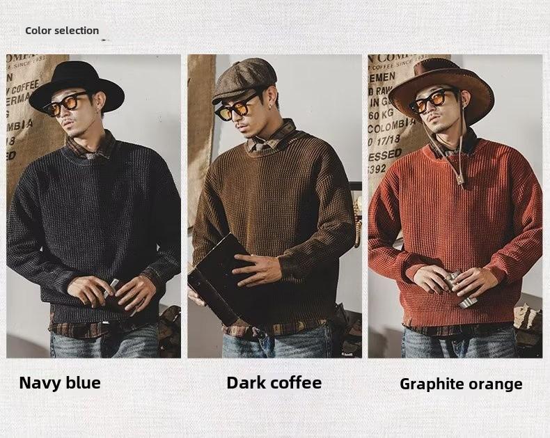 Men's Retro Heavy Washed Thick Sweater - Simple Winter Style