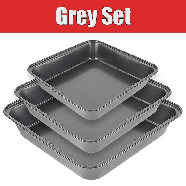 3 Pieces Cake Baking Pans Set Nonstick Square Baking Mold Pan Carbon Steel Brownie Lasagna Bread Pans Bakeware Accessories