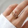 Sparkling Colorful CZ Finger Flower Rings for Women Delicate Luxury Bow Pink Zircon Rings Wedding Party Jewelry Accessories
