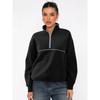 Damen S Halber Reißverschluss Langarm Sweatshirt Kontrastfarbe Lässiges Oberteil