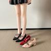 Invisible inner height increase Small man is not tired of feet Bow pointed single shoes Women's versatile word with thick heel Mary Jane shoes