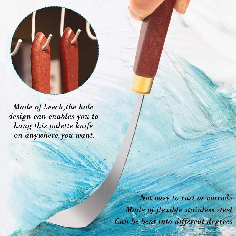 2 Adet Boyama Bıçağı Seti Boyama Karıştırma Kazıyıcı Paslanmaz Çelik Palet Bıçağı Ahşap Saplı Boyama Sanatı Spatulası painting